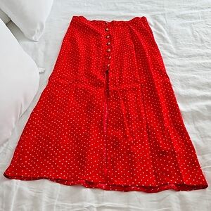 & Other Stories cute red midi skirt with leg slit 6